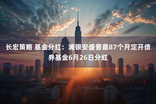 长宏策略 基金分红：浦银安盛普嘉87个月定开债券基金6月26日分红