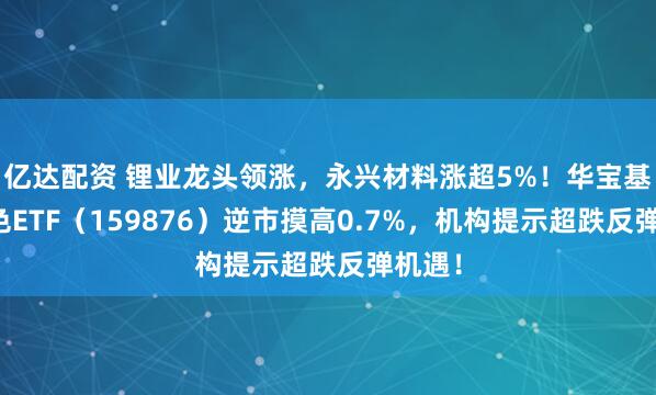 亿达配资 锂业龙头领涨，永兴材料涨超5%！华宝基金有色ETF（159876）逆市摸高0.7%，机构提示超跌反弹机遇！